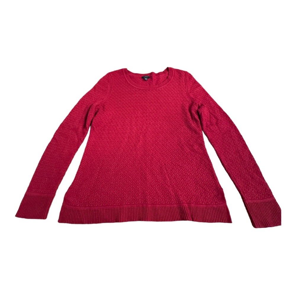 Talbots Red Knit Sweater Long Sleeve Nylon Lambswool Crewneck Women Size M